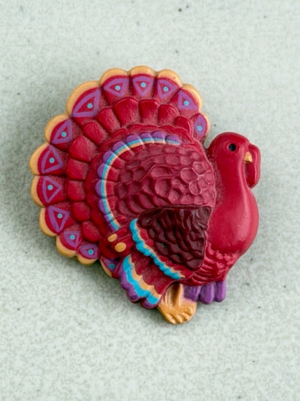 Vintage Hallmark Turkey Brooch 1970s Thanksgiving Bird Novelty Pin